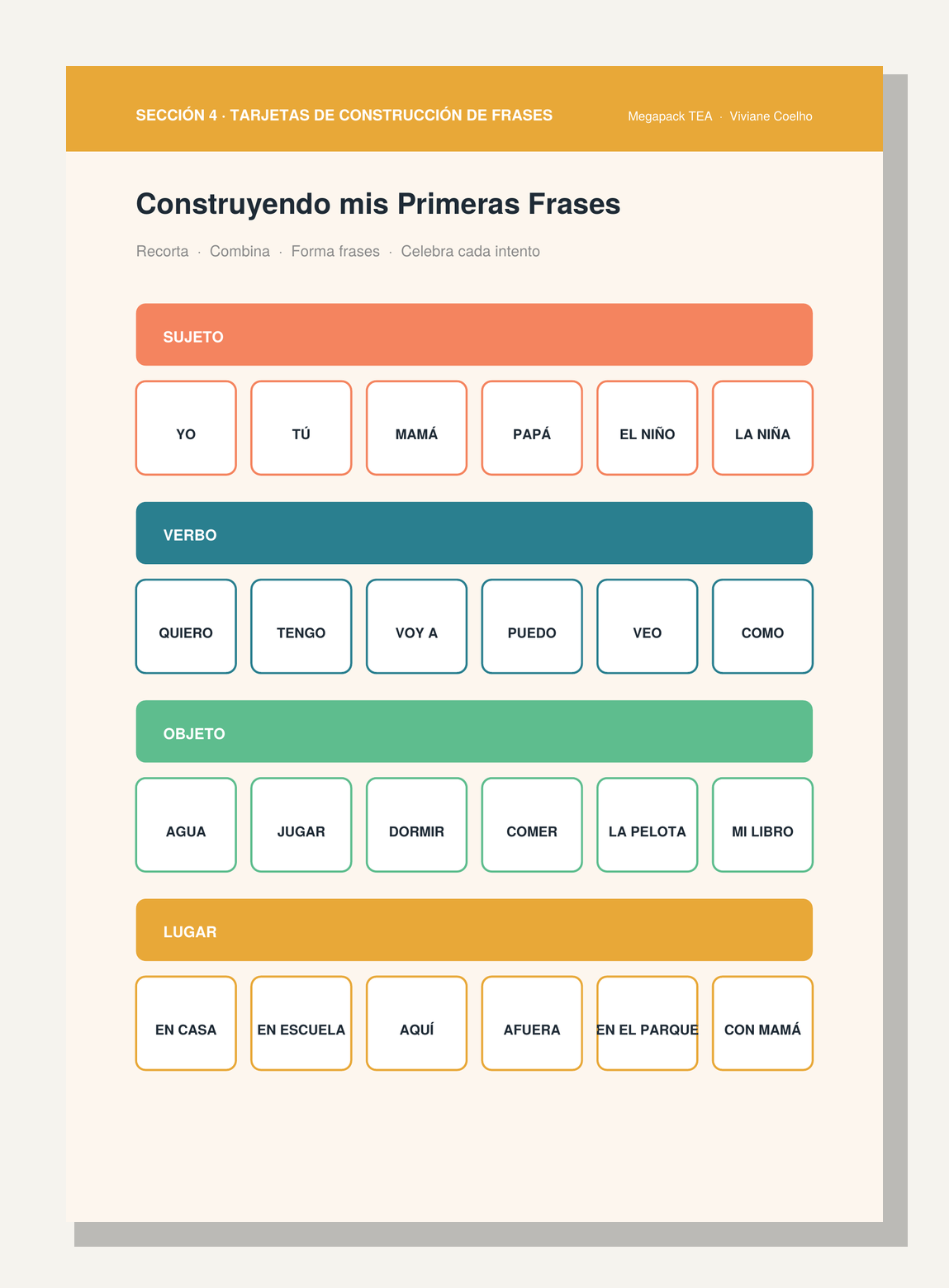 Tarjetas de construcción de frases